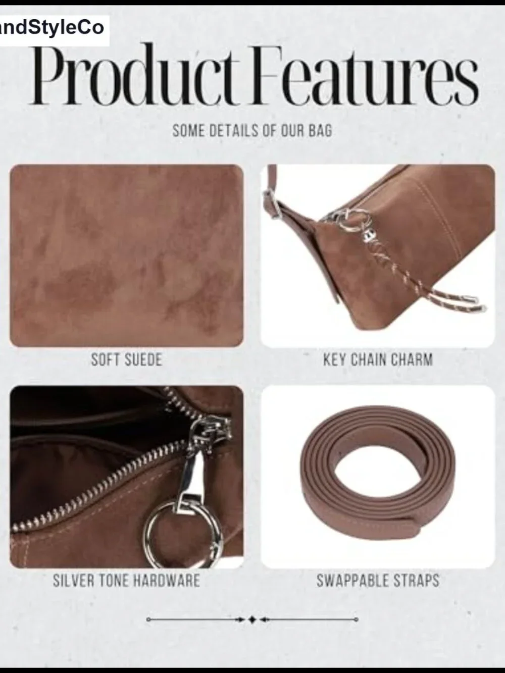 Suede Vegan Leather Small Crossbody Shoulder Bag with Adjustable Straps and